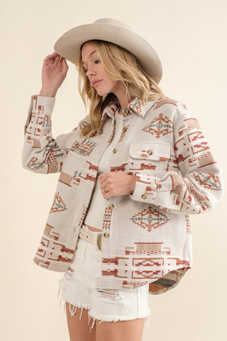 Aztec Print Jacquard Shacket