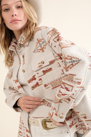 Aztec Print Jacquard Shacket