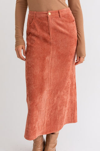 Corduroy Button Up Maxi Skirt