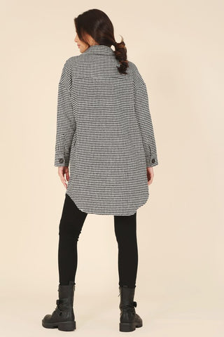 Houndstooth Print Long Shacket