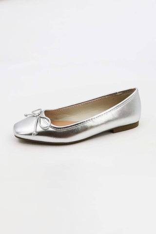 metallic silver ballet flats