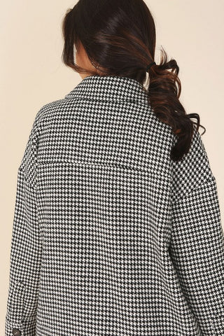 Houndstooth Print Long Shacket