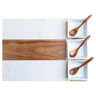 Marble and Wood Charcuterie Board