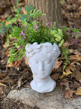 Cement Bust Planter, Grecian Goddess