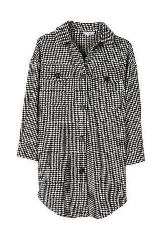 Houndstooth Print Long Shacket