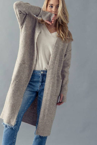 Fuzzy Soft Knit Long Cardigan