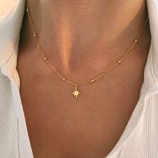 Golden North Star Chain Pendant Necklace