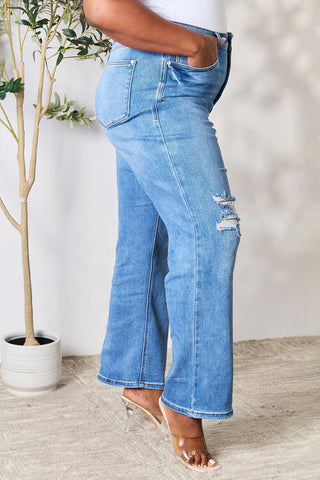 High Waisted Distressed Jeans