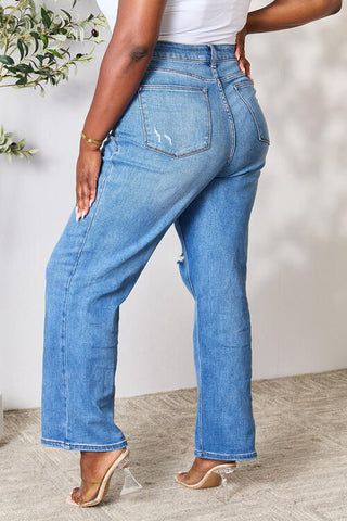 High Waisted Distressed Jeans